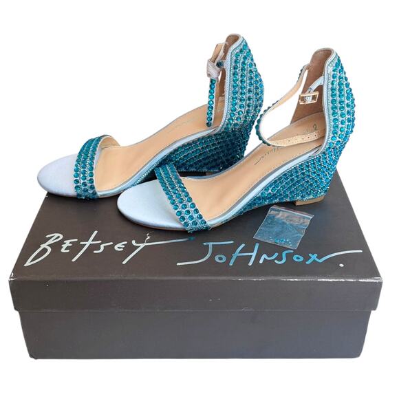 NEW Betsey Johnson SB Debie Blue Rhinestone PUMP SANDAL Womens 7 SHOES Bling NIB - Picture 14 of 14